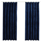 vidaXL Verdunkelungsvorhänge Haken 2 Stk. Samt Dunkelblau 140x175cm