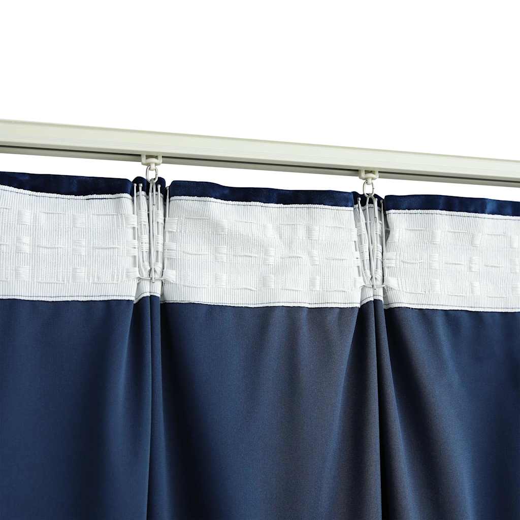 vidaXL Verdunkelungsvorhänge Haken 2 Stk. Samt Dunkelblau 140x175cm