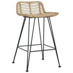 vidaXL Barhocker 2 Stk. Rattan Natur