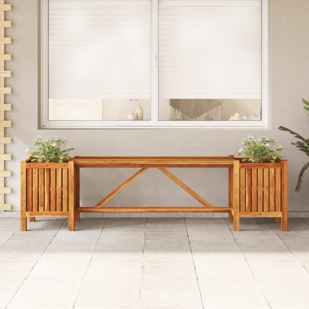 vidaXL Gartenbank mit 2 Pflanzkübeln 150x30x40 cm Massivholz Akazie