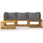 vidaXL 5-tlg. Garten-Lounge-Set mit Auflagen Massivholz Akazie