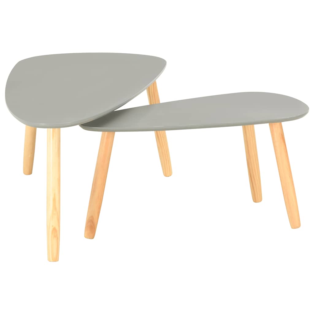 vidaXL Couchtische 2 Stk. Grau Kiefer Massivholz