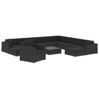 vidaXL 12-tlg. Garten-Lounge-Set mit Auflagen Poly Rattan Schwarz