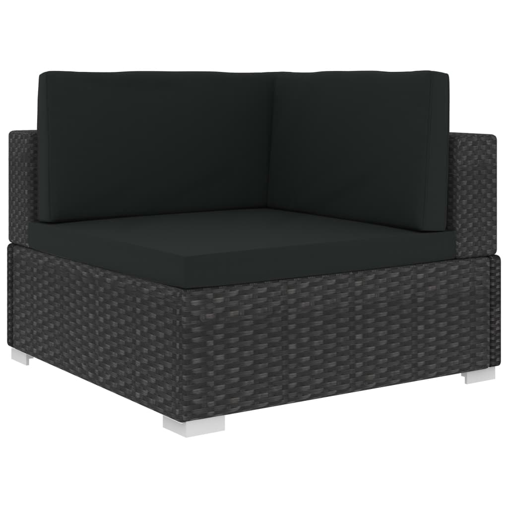 vidaXL 12-tlg. Garten-Lounge-Set mit Auflagen Poly Rattan Schwarz