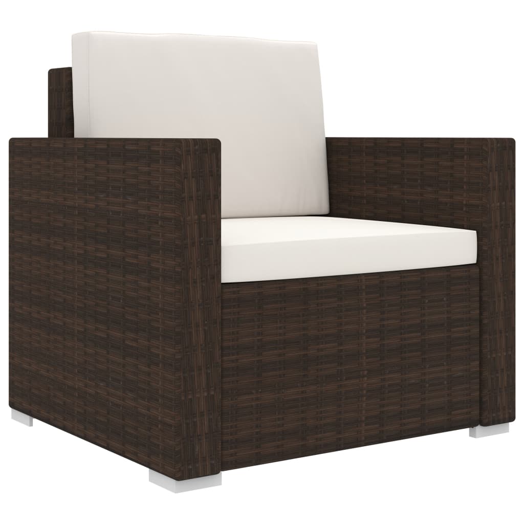 vidaXL 11-tlg. Garten-Lounge-Set mit Auflagen Poly Rattan Braun