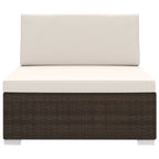 vidaXL Modular-Sofa-Mittelteil 1 Stk. + Auflagen Poly Rattan Braun