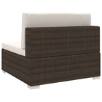 vidaXL Modular-Sofa-Mittelteil 1 Stk. + Auflagen Poly Rattan Braun