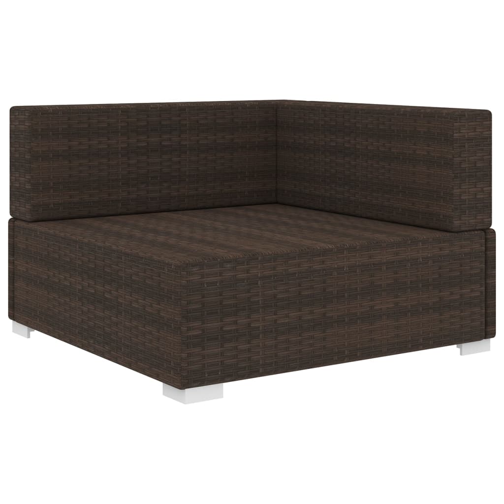 vidaXL Modular-Sofa-Eckteil 1 Stk. + Auflagen Poly Rattan Braun