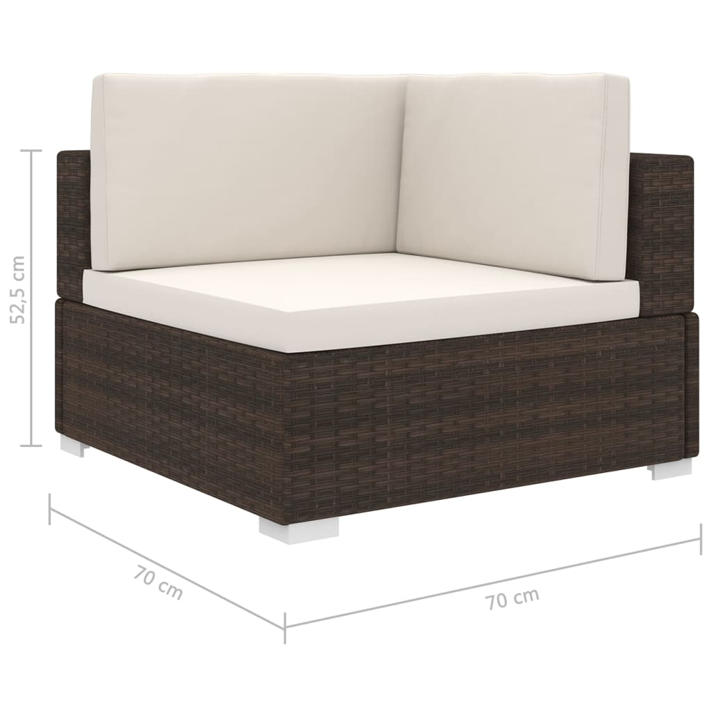vidaXL Modular-Sofa-Eckteil 1 Stk. + Auflagen Poly Rattan Braun