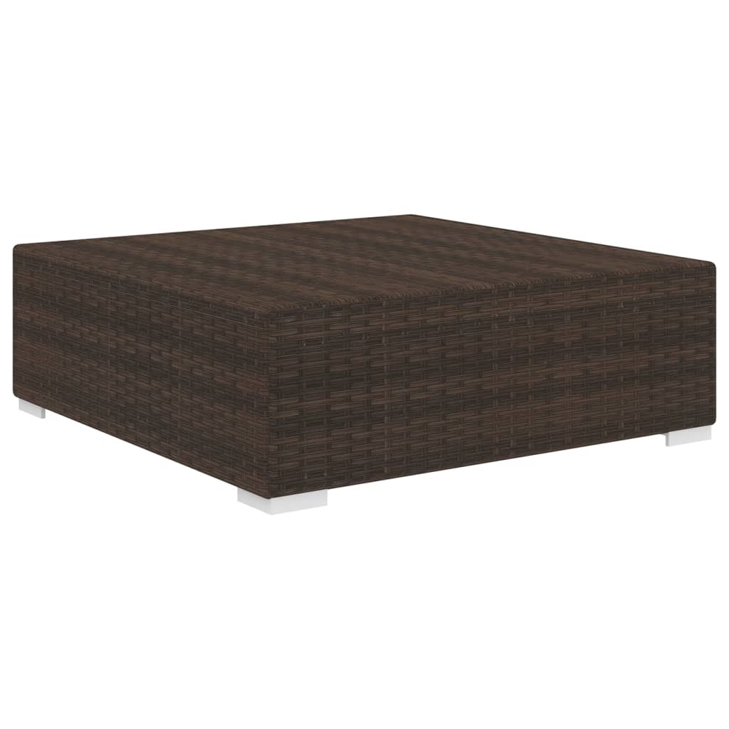 vidaXL Modular-Fußhocker 1 Stk. + Auflagen Poly Rattan Braun
