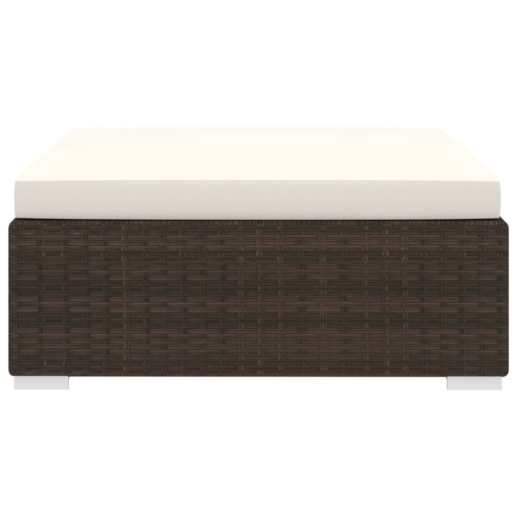 vidaXL Modular-Fußhocker 1 Stk. + Auflagen Poly Rattan Braun