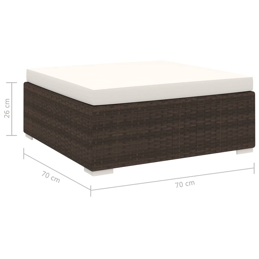 vidaXL Modular-Fußhocker 1 Stk. + Auflagen Poly Rattan Braun