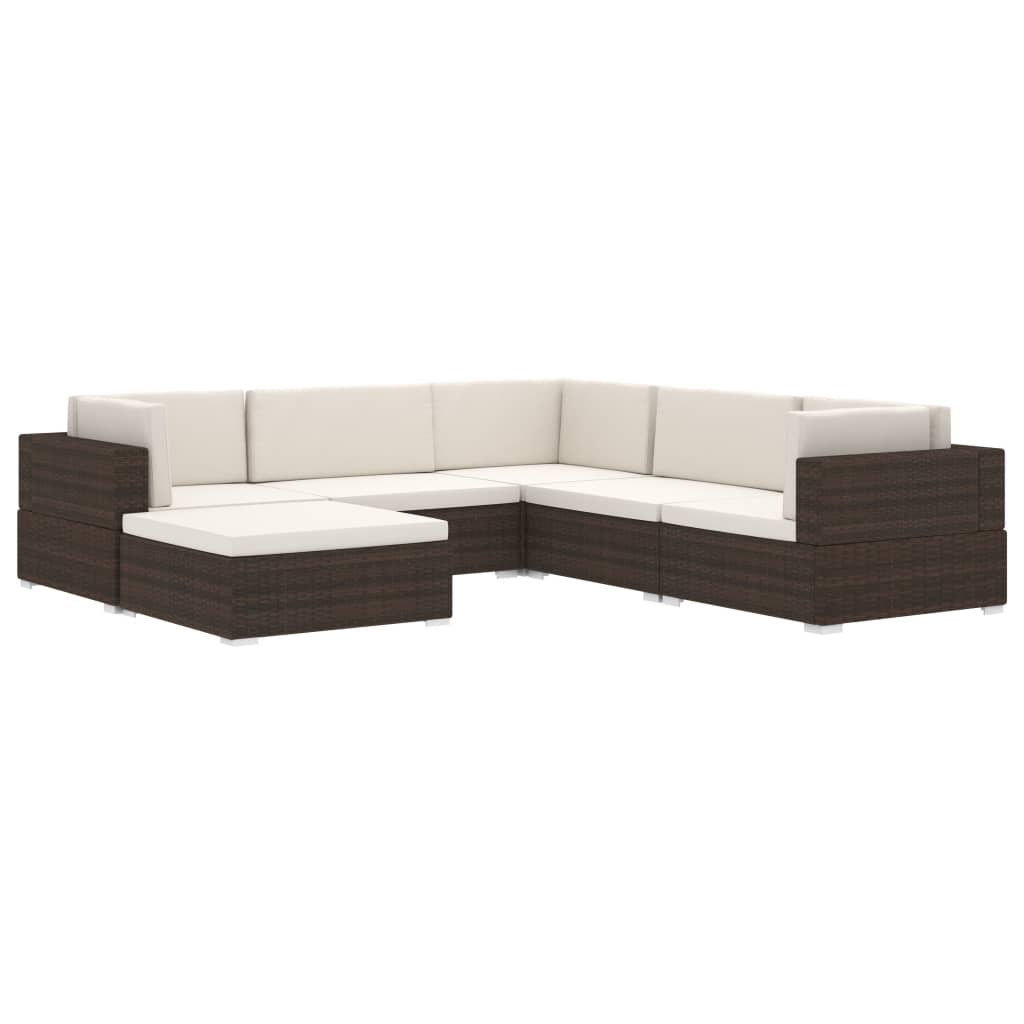 vidaXL Modular-Fußhocker 1 Stk. + Auflagen Poly Rattan Braun