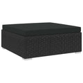vidaXL Modular-Fußhocker 1 Stk. mit Kissen Poly-Rattan Schwarz