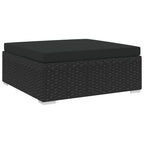 vidaXL Modular-Fußhocker 1 Stk. mit Kissen Poly-Rattan Schwarz