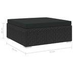 vidaXL Modular-Fußhocker 1 Stk. mit Kissen Poly-Rattan Schwarz