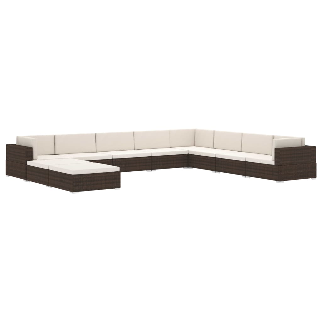 vidaXL Modular-Fußhocker 1 Stk. mit Kissen Poly-Rattan Schwarz