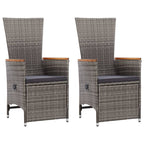 vidaXL Garten-Liegestühle 2 Stk. mit Auflagen Poly Rattan Grau