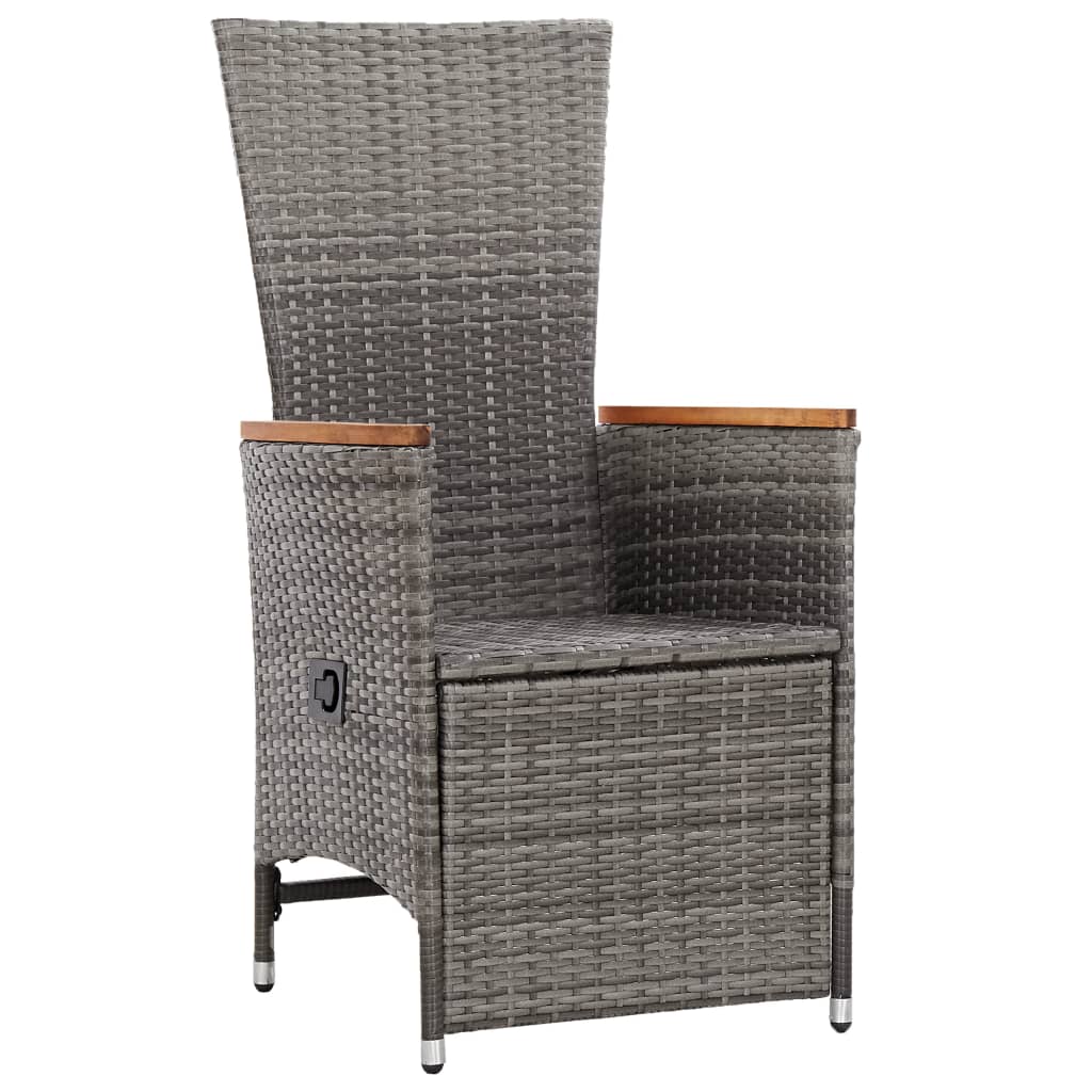 vidaXL Garten-Liegestühle 2 Stk. mit Auflagen Poly Rattan Grau