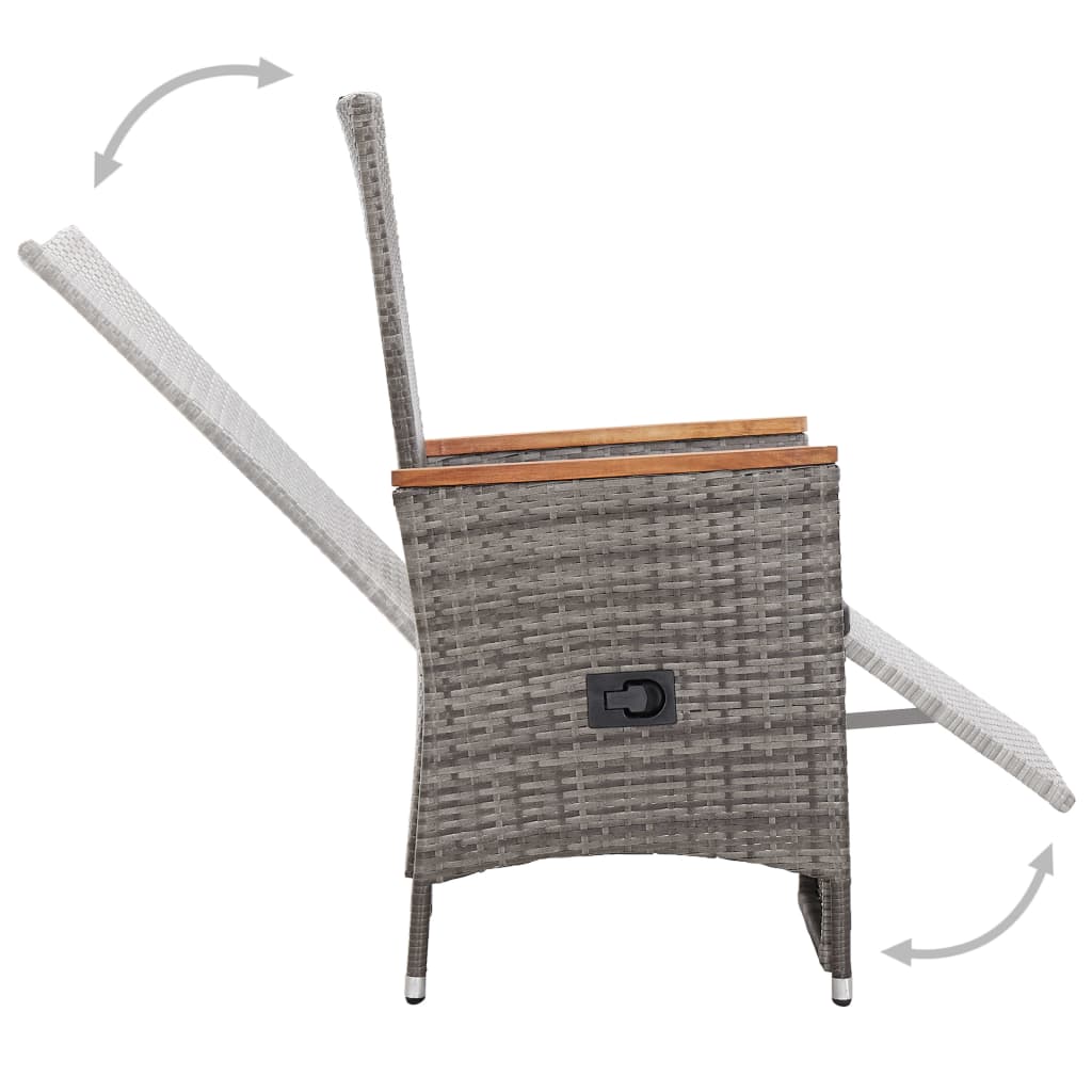 vidaXL Garten-Liegestühle 2 Stk. mit Auflagen Poly Rattan Grau