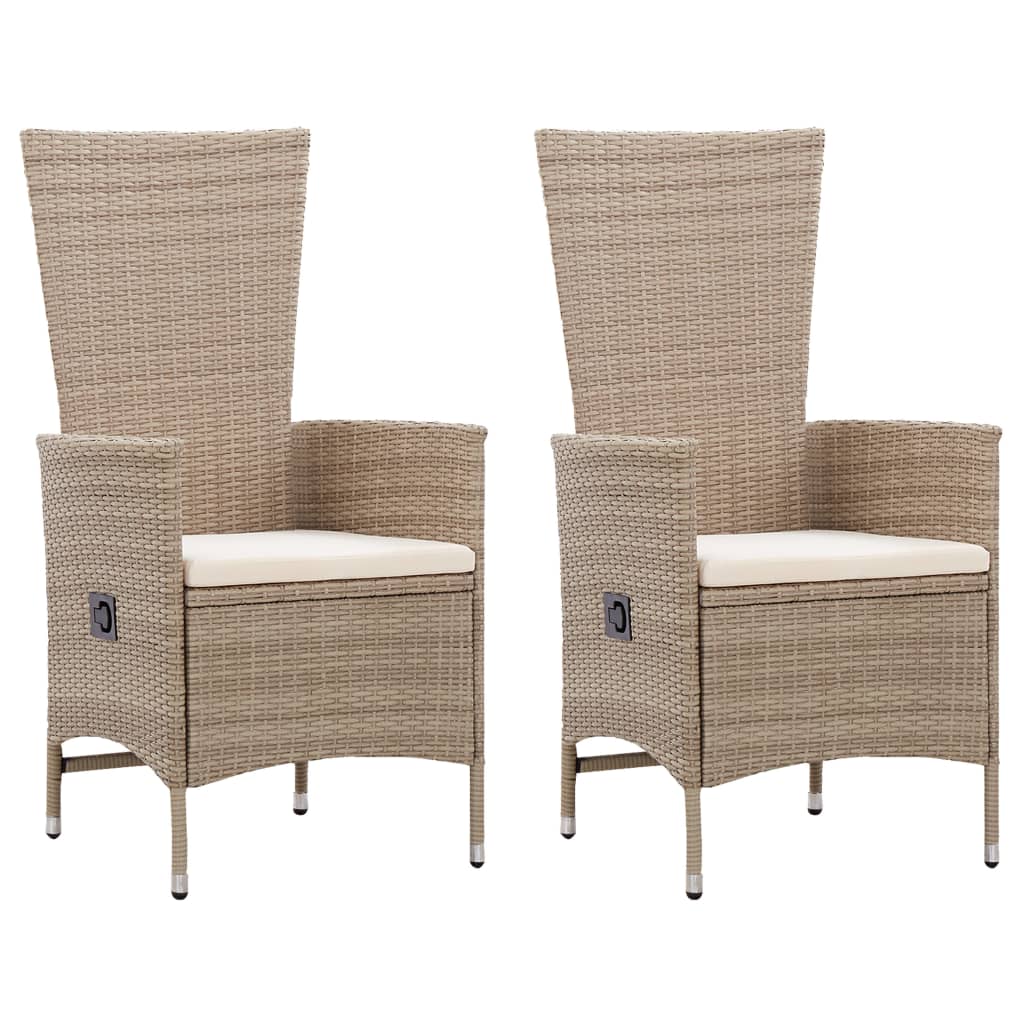 vidaXL Gartenstühle 2 Stk. mit Auflagen Poly Rattan Grau