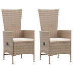 vidaXL Gartenstühle 2 Stk. mit Auflagen Poly Rattan Grau