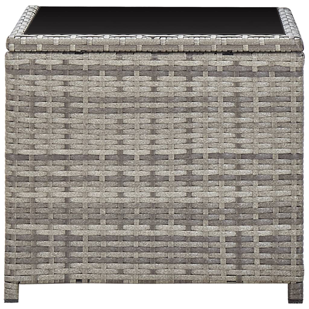 vidaXL Couchtisch Grau 45x45x40 cm Poly Rattan und Glas