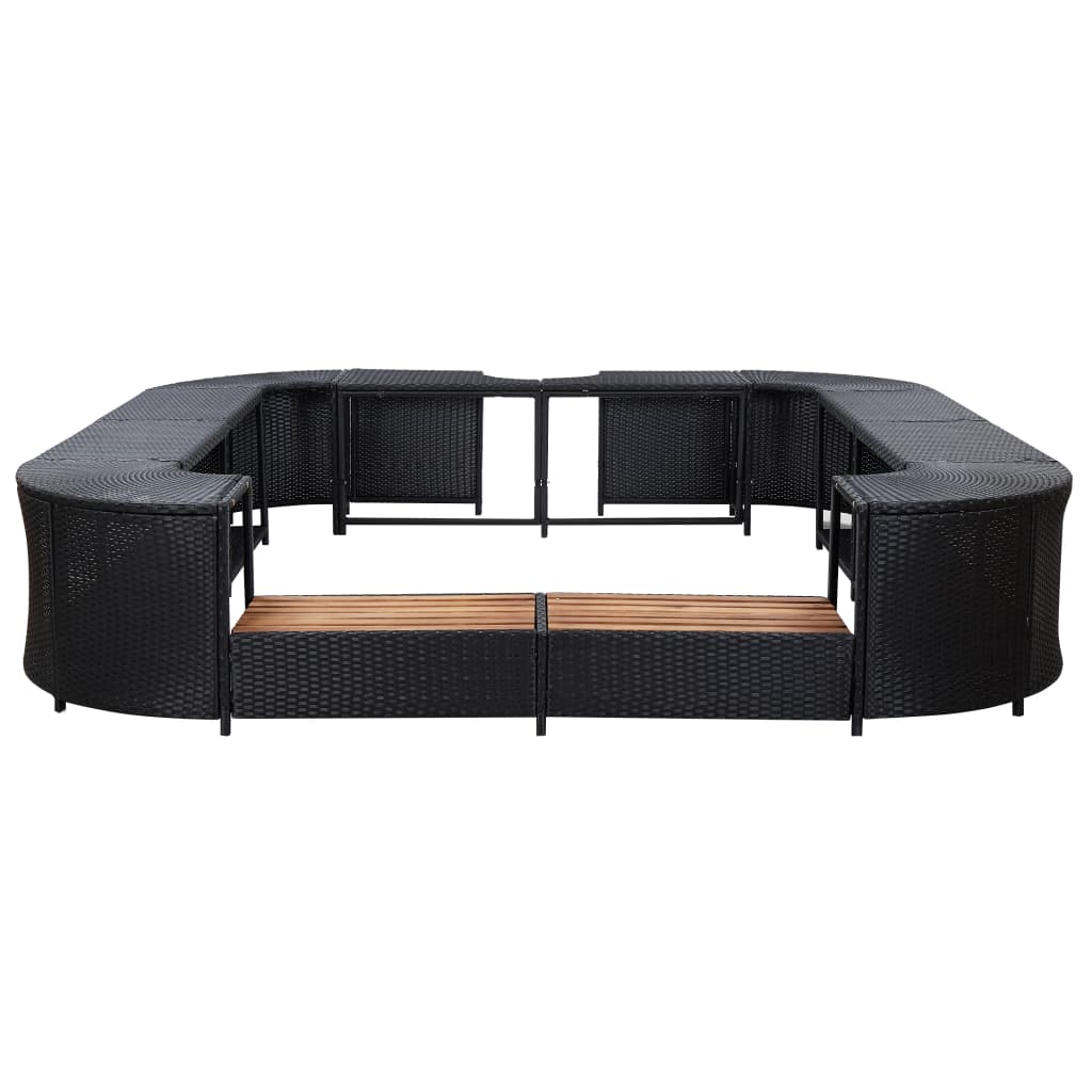 vidaXL Whirlpool-Umrandung Quadratisch Schwarz 268x268x55 Poly Rattan