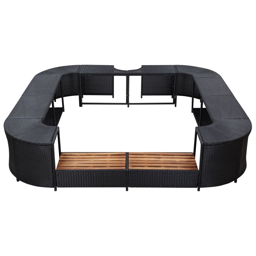 vidaXL Whirlpool-Umrandung Quadratisch Schwarz 268x268x55 Poly Rattan