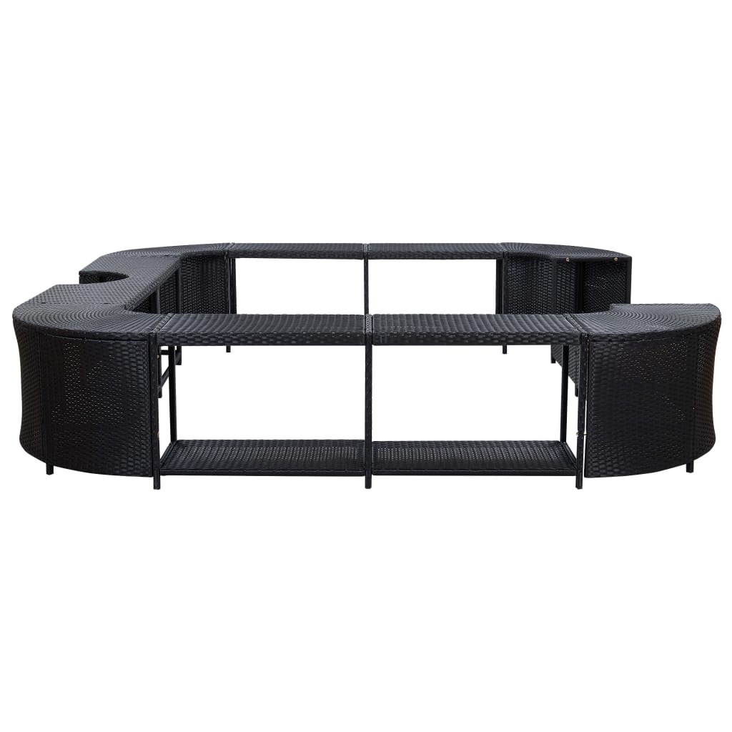 vidaXL Whirlpool-Umrandung Quadratisch Schwarz 268x268x55 Poly Rattan
