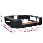 vidaXL Whirlpool-Umrandung Quadratisch Schwarz 268x268x55 Poly Rattan
