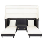 vidaXL Ausziehbares 3-Sitzer-Schlafsofa mit Dach Poly Rattan Schwarz