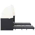 vidaXL Ausziehbares 3-Sitzer-Schlafsofa mit Dach Poly Rattan Schwarz