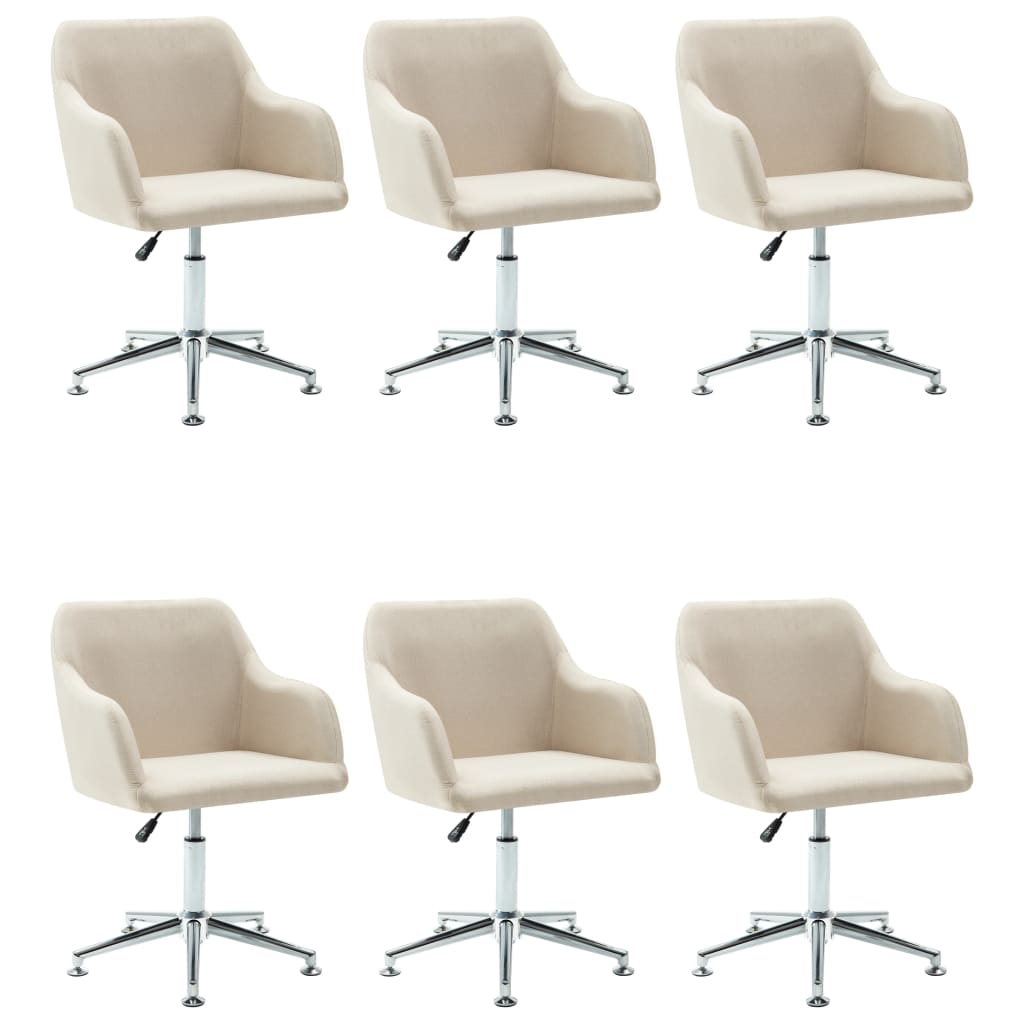 vidaXL Esszimmerstühle 6 Stk. Drehbar Creme Stoff