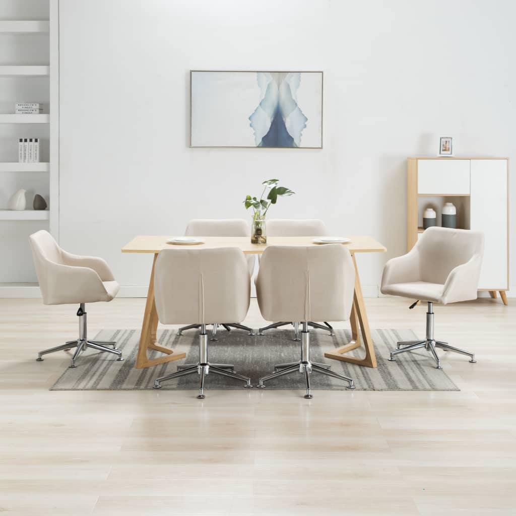 vidaXL Esszimmerstühle 6 Stk. Drehbar Creme Stoff