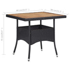vidaXL Garten-Esstisch Schwarz Poly Rattan und Massivholz Akazie