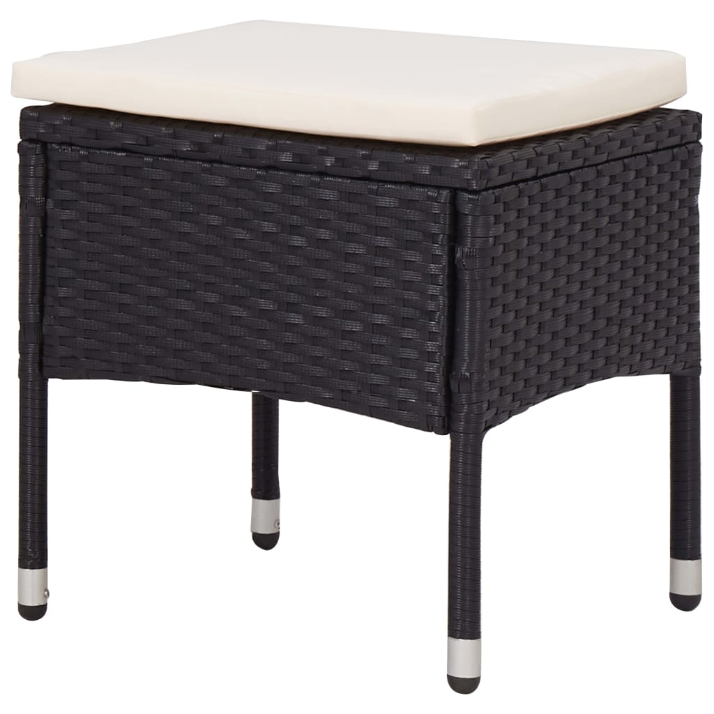 vidaXL 5-tlg. Garten-Essgruppe Schwarz Poly Rattan und Glas