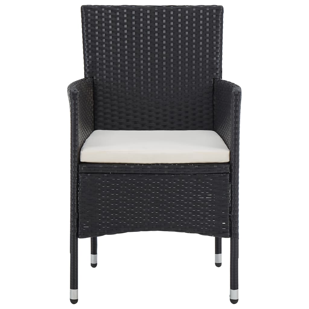 vidaXL 5-tlg. Garten-Essgruppe Schwarz Poly Rattan und Glas