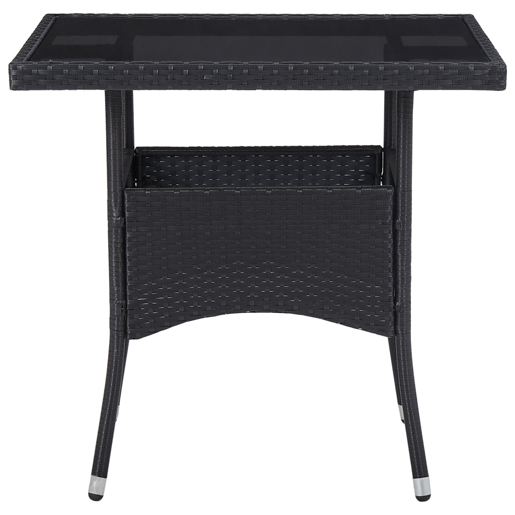 vidaXL 5-tlg. Garten-Essgruppe Schwarz Poly Rattan und Glas