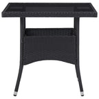 vidaXL Garten-Esstisch Schwarz Poly Rattan und Glas