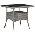 vidaXL Garten-Esstisch Schwarz Poly Rattan und Glas
