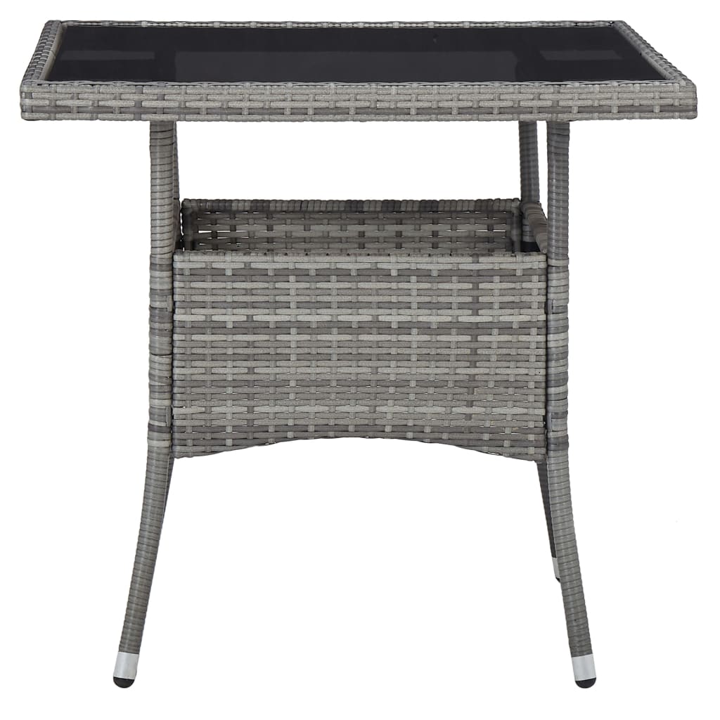 vidaXL Garten-Esstisch Schwarz Poly Rattan und Glas