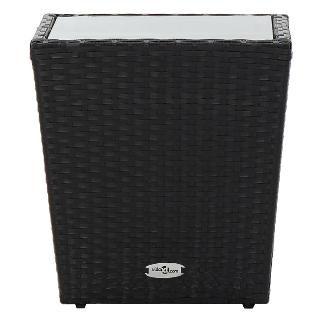 vidaXL Beistelltisch Schwarz 41,5×41,5×43 cm Poly Rattan und Hartglas
