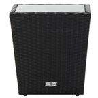 vidaXL Beistelltisch Schwarz 41,5×41,5×43 cm Poly Rattan und Hartglas