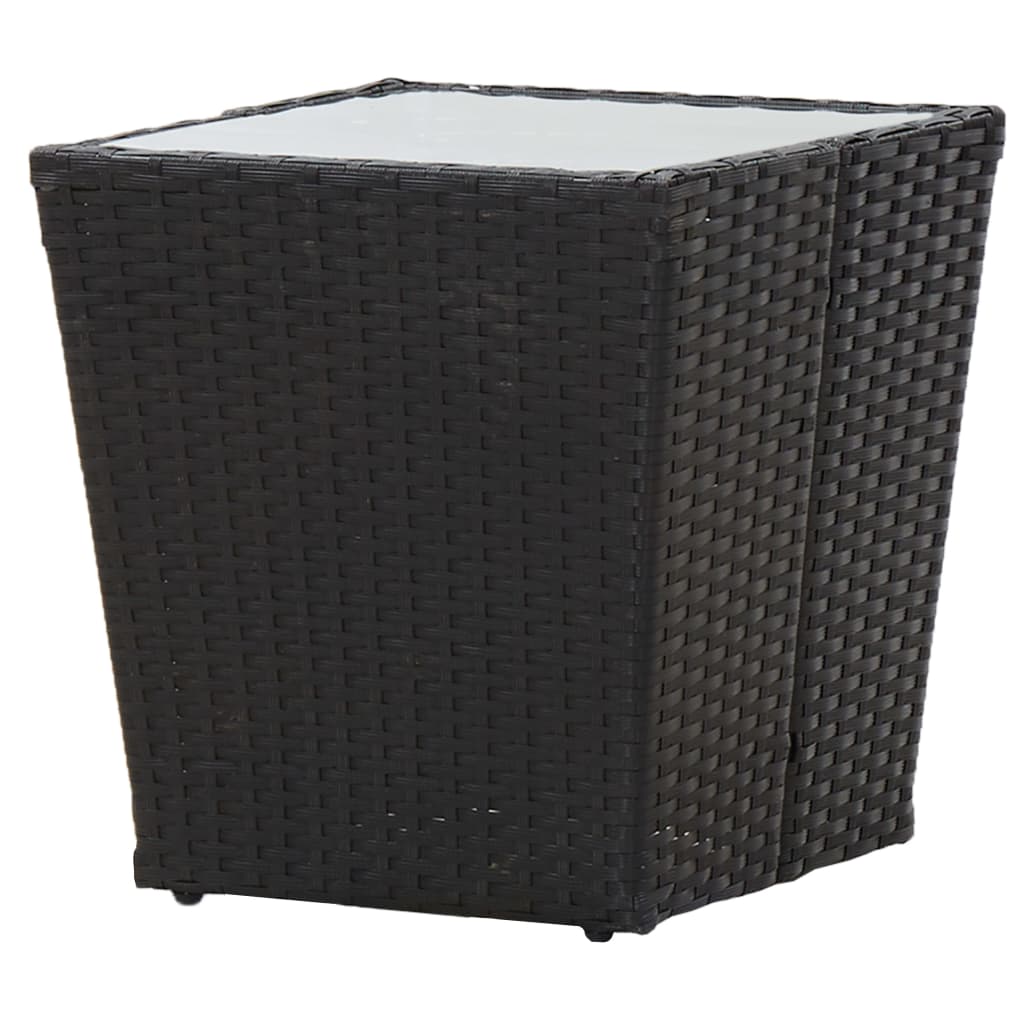 vidaXL Beistelltisch Schwarz 41,5×41,5×43 cm Poly Rattan und Hartglas