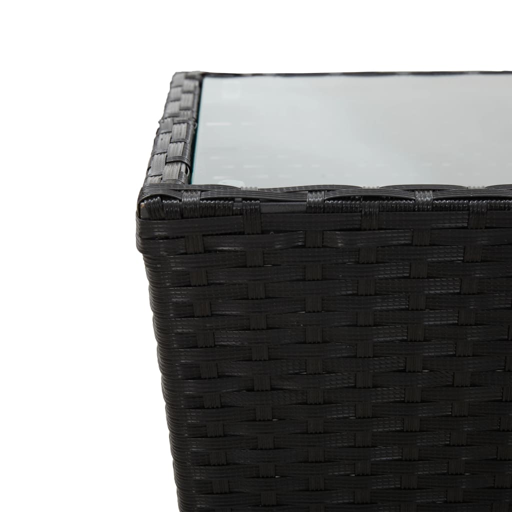 vidaXL Beistelltisch Schwarz 41,5×41,5×43 cm Poly Rattan und Hartglas
