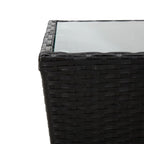 vidaXL Beistelltisch Schwarz 41,5×41,5×43 cm Poly Rattan und Hartglas