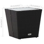 vidaXL Beistelltisch Schwarz 41,5×41,5×43 cm Poly Rattan und Hartglas