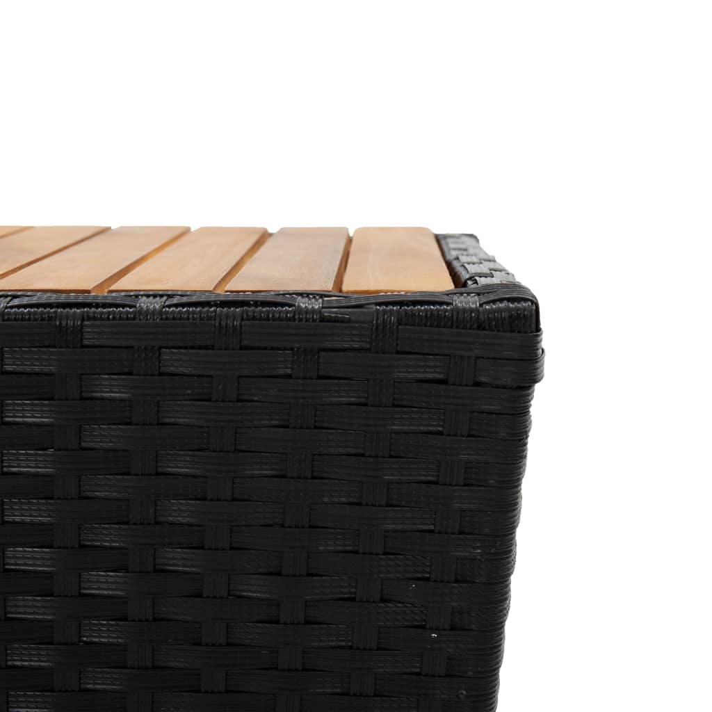 vidaXL Beistelltisch Schwarz 41,5×41,5×43 cm Poly Rattan & Massivholz