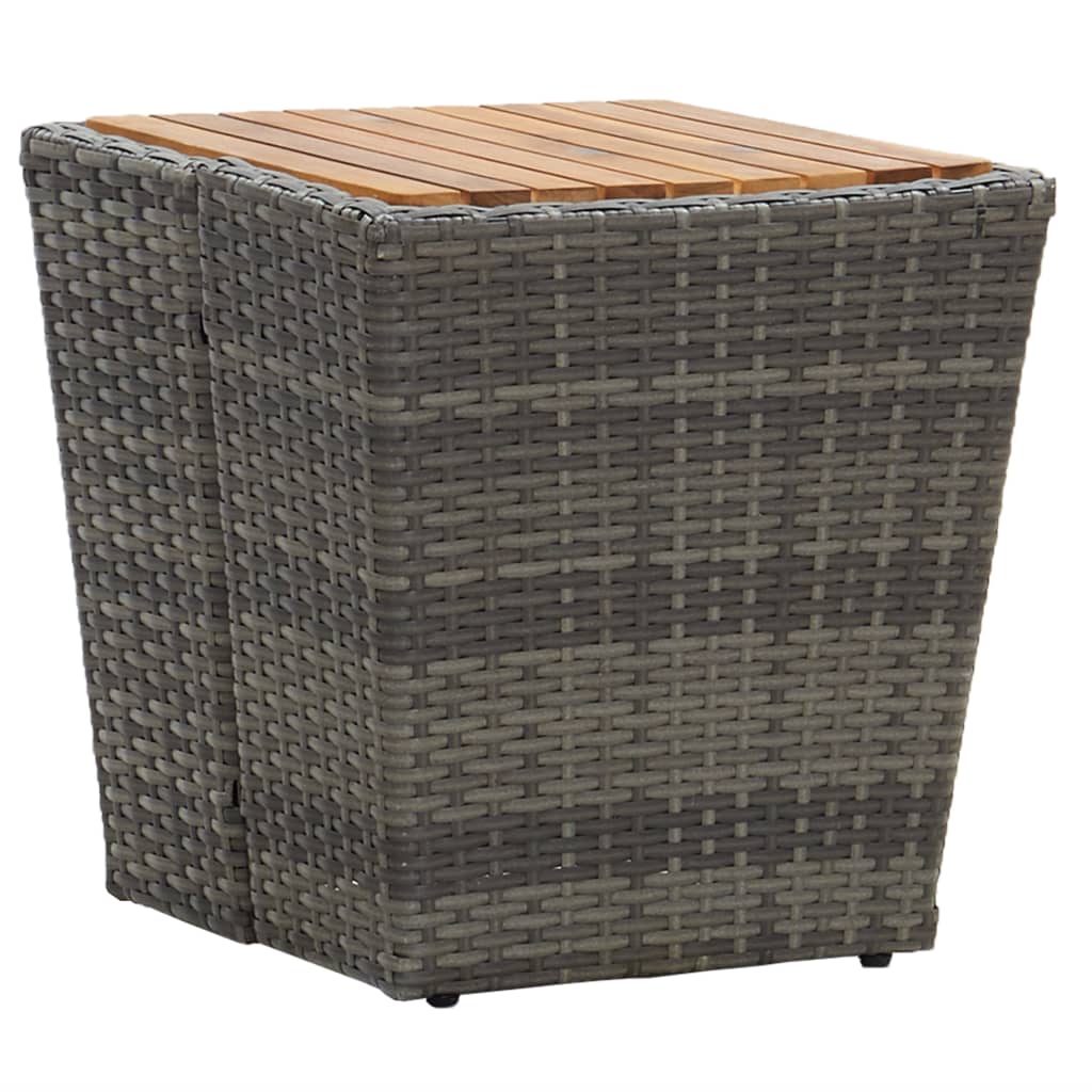 vidaXL Beistelltisch Schwarz 41,5×41,5×43 cm Poly Rattan & Massivholz